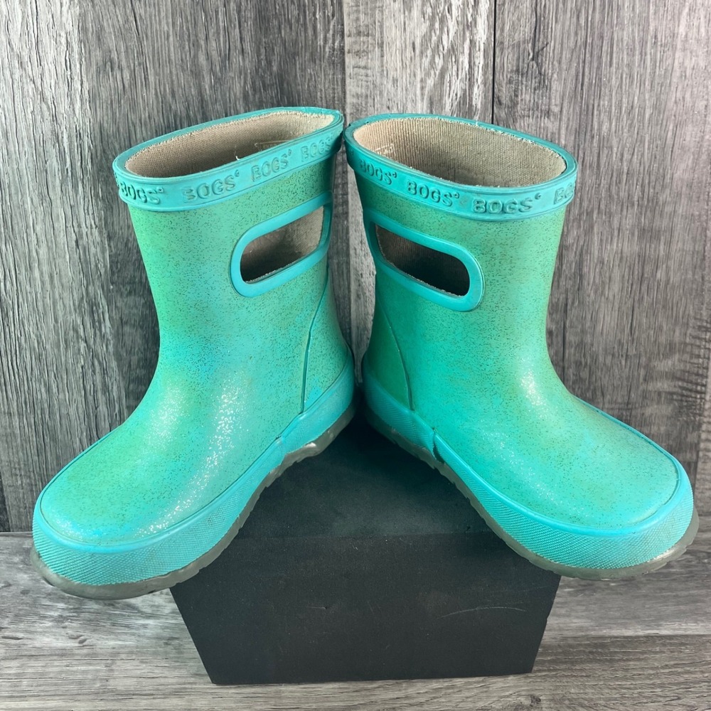 Bogs Skipper Glitter Rain Boots Turquoise Teal Waterproof Toddler Size 5 72418I